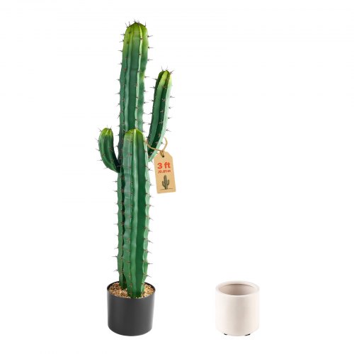 VEVOR 1x Kunstcactus 914 mm hoog, kunstmatige kolomcactus met pot, decoratieve kunstcactus voor thuis, kantoor, tuin en bedrijf, gemaakt van HDPE-materiaal, UV-bescherming, realistische textuur, gemakkelijk schoon te maken