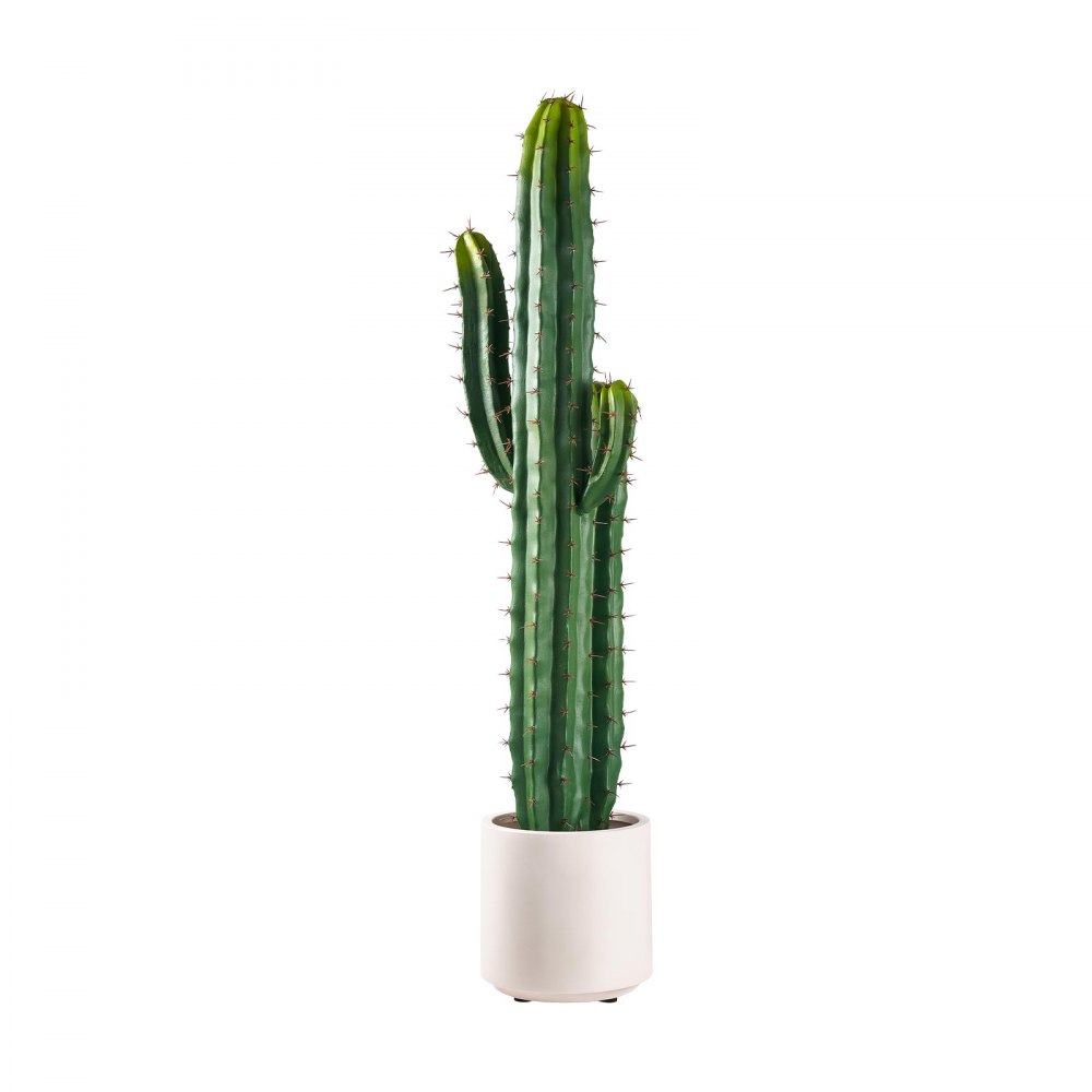 VEVOR Artificial Cactus, 36 in Tall Fake Cactus Plant with White Pot 1 Pack, for Home, Garden, Office, Living Room, Bedroom Indoor Decoration, Realistic Texture Large Faux Decor Plant, Premium HDPE