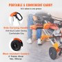 portable VEVOR miter saw stand with side carrying handle and wear-resistant 8" rubber casters for easy transport.