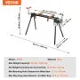 VEVOR Miter Saw Stand, 550lbs Load Capacity Steel Collapsible Stand for Miter Saw with One-piece Mounting Brackets Clamps, Adjustable Height and Length, Portable Compact and Folding Miter Saw Stand