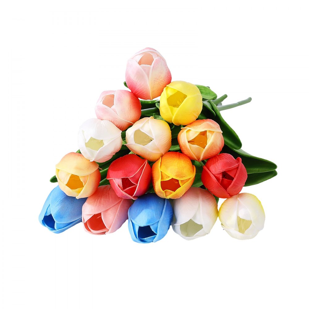 VEVOR kunstbloemen, neptulpen met stelen, 100 stuks, gemengde kleuren, kunstbloemenboeket voor thuis, kantoor en cafédecoratie, gemaakt van PU-schuim, plastic en ijzerdraad, onderhoudsvrije kunstplant