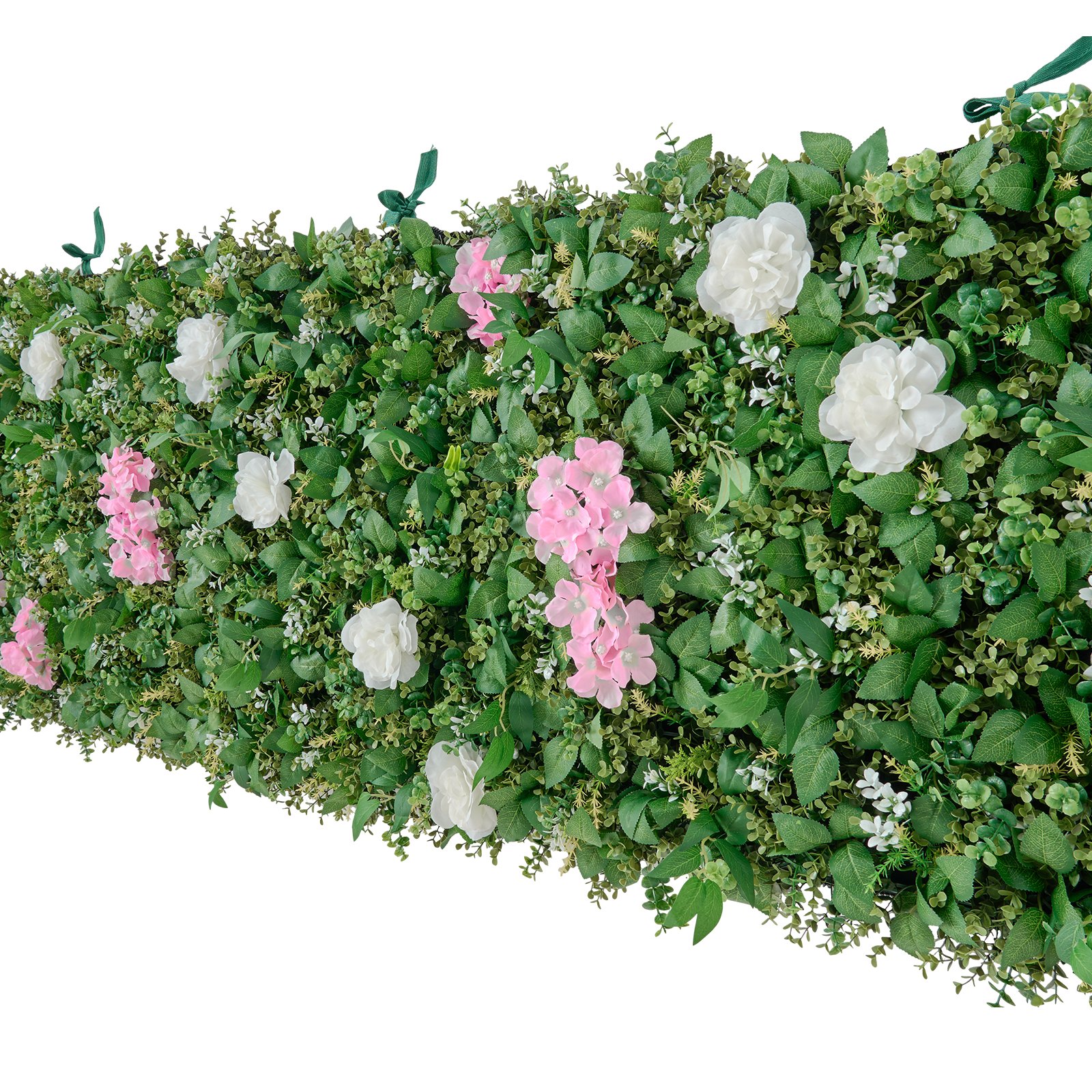 VEVOR Kunsthaag 2,4 m x 61 cm 2 stuks, Plantenwand, PE Privacyscherm, Privacyhek met Zijden Bloemen, Heghek, Kunstplanten Balkonbekleding voor Bruiloften, Buitentuinen, Achtertuinen