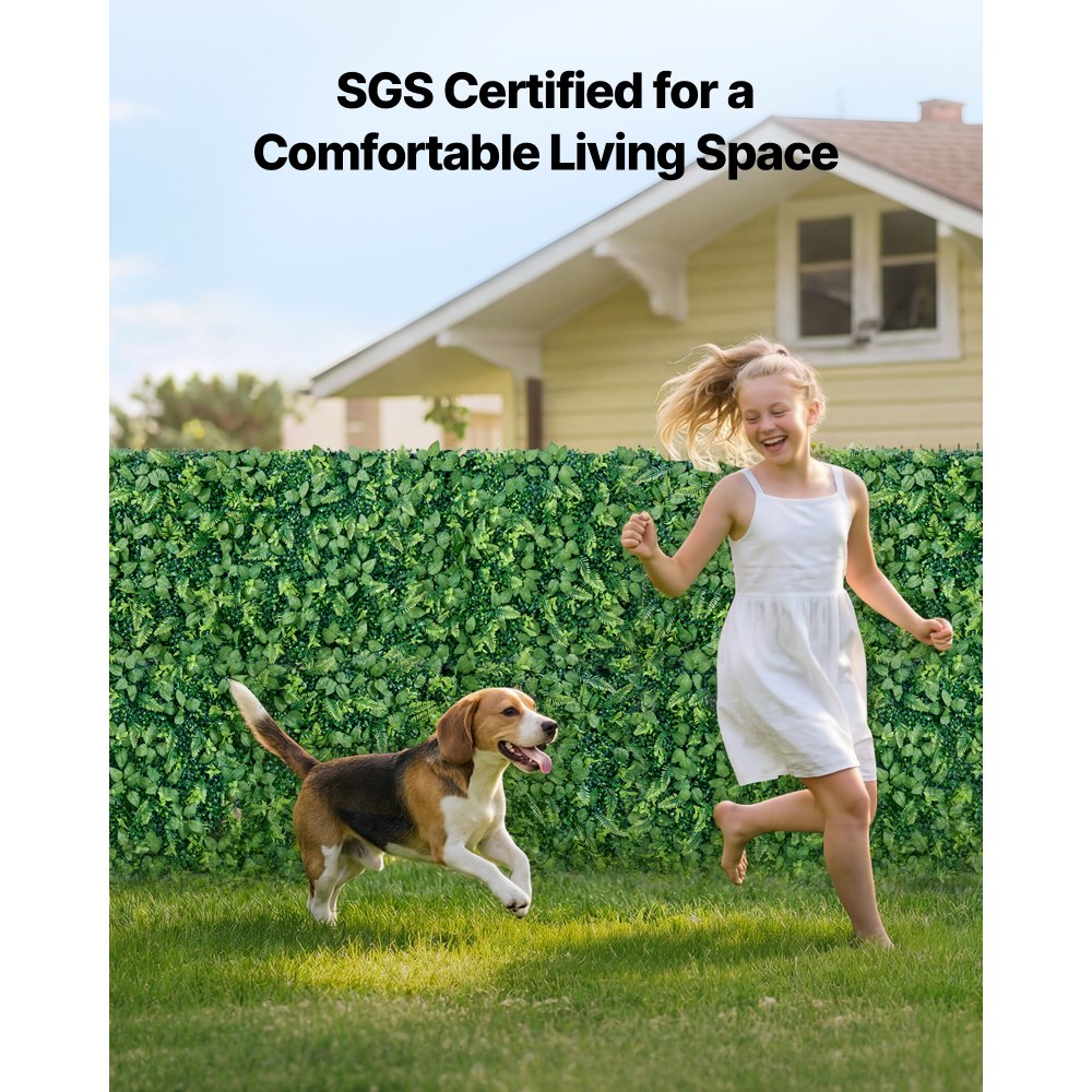 VEVOR Kunsthaag 2,4 m x 61 cm 4-delige set, plantenwand, PE privacyscherm, privacyhek, windscherm, haaghek, kunstplanten balkonbekleding voor bruiloften, buitentuinen, achtertuinen