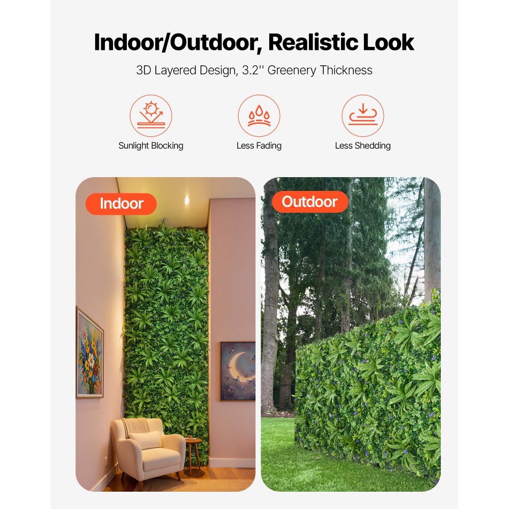VEVOR kunstmatige haag, 3x1 m plantenwand, PE privacyscherm, privacyhek, windscherm, haaghek, kunstmatige planten balkonbekleding voor bruiloften, binnen, buitentuinen, achtertuinen (1 stuk)