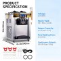 VEVOR Commerciële Softijsmachine 22-30 l/u Professionele ijsmachine met LCD-display, 3 smaken, roestvrijstalen reservoir, tafelmodel voor catering en commercieel gebruik