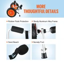 VEVOR kajaktrolley kanotrolley opvouwbaar van 2 mm aluminiumlegering 600x360x320 mm tot 113kg PU-banden accessoires voor boottrolley kajak kanotransportwagen trolley surftrolley boottrailer vouwboot