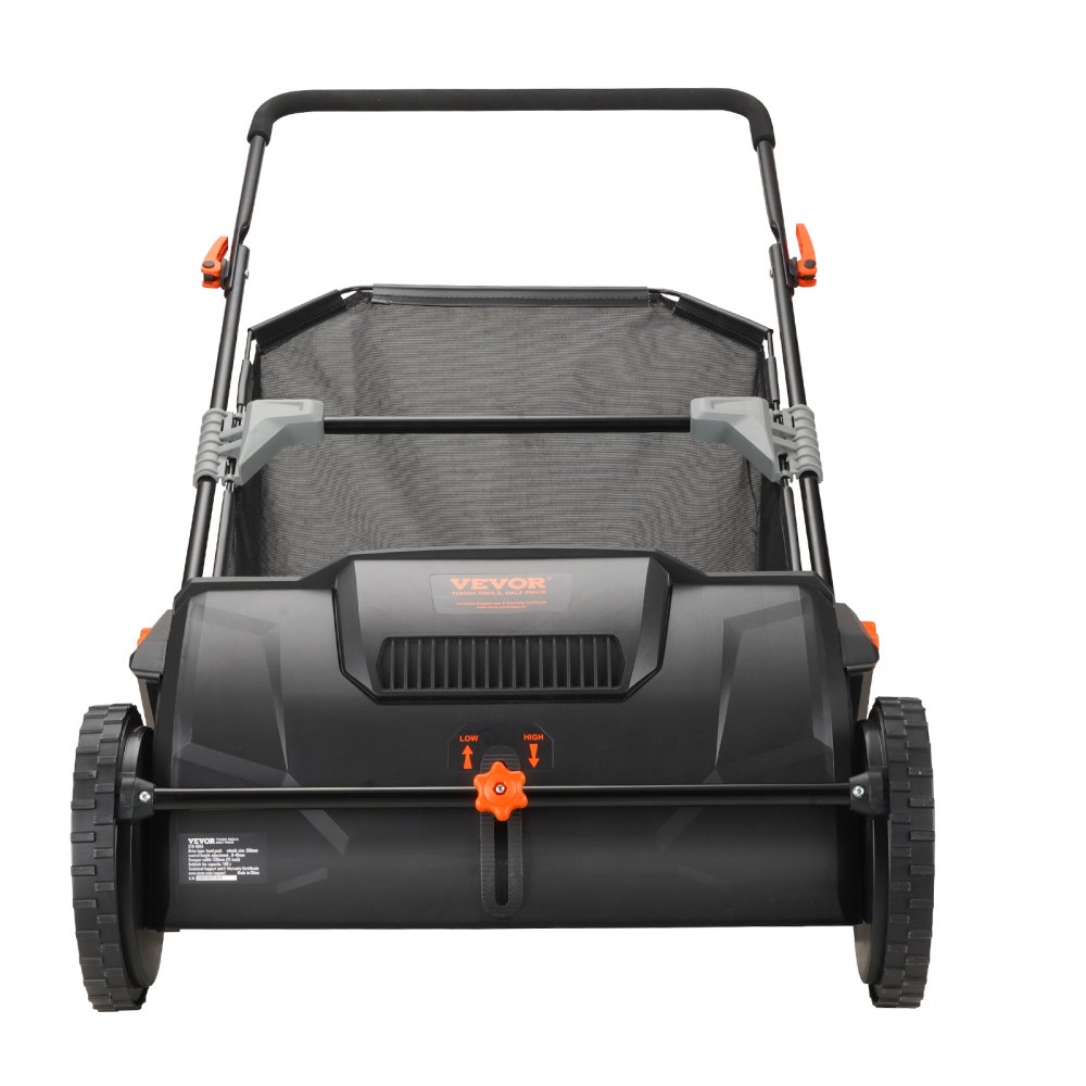 VEVOR Push Lawn Sweeper, 21inch Leaf & Grass Collector, Strong Plastic Wheels & Heavy Duty Thickened Steel Durable to Use with Large Capacity 3.5 cu. ft. Mesh Collection Hopper Bag, 2 Spinning Brushes
