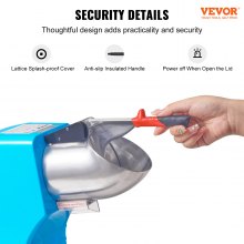VEVOR Electric Ice Crusher Machine Ice Shaving Machine Ice Shaver 100 kg/h, Stainless Steel Ice Crusher Shaver 300 W, 390x260x310 mm with Plastic Shell & Additional Blades Blue