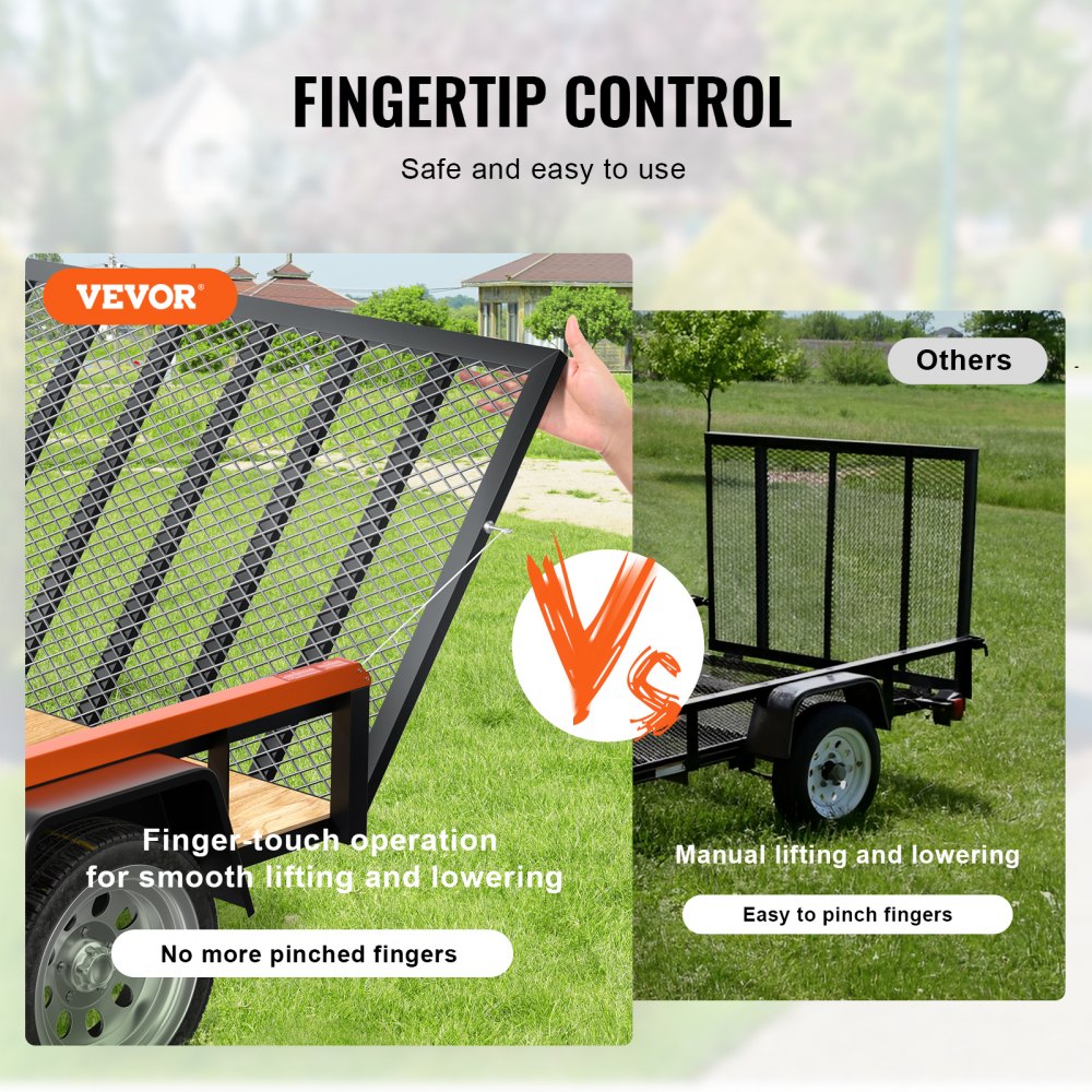 VEVOR 2-Sided Trailer Tailgate Lift Assist, 360 lbs Load Capacity, Compatible with Open Utility Trailer Tailgate and Ramp, with 10 to 24 Inch Heights Side Rail and 4 to 6 Feet Height Tail Gate or Ramp