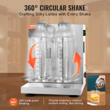 VEVOR Milkshake-machine, 120 W commerciële melkthee-shaker-machine, milkshake-mixermachine met dubbele kop, 0-180s verstelbare milkshake-mixer, met PC-beker, voor melktheezaken