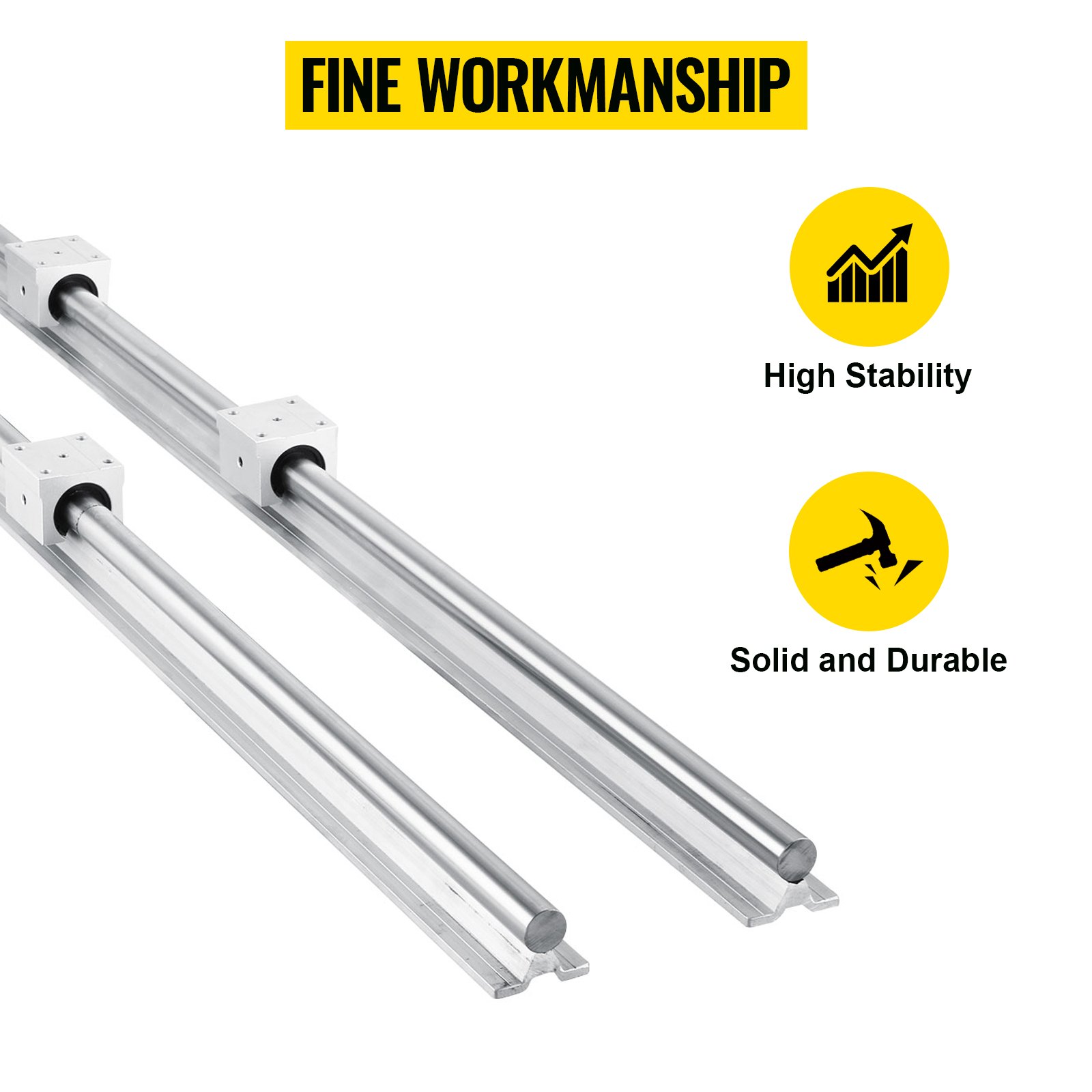 VEVOR Lineaire Geleiding Lineaire Rail 2XSBR20-1200mm Rails 4XSBR20UU Blokken 2 Stuks Rai Cnc Set Schuifgeleider