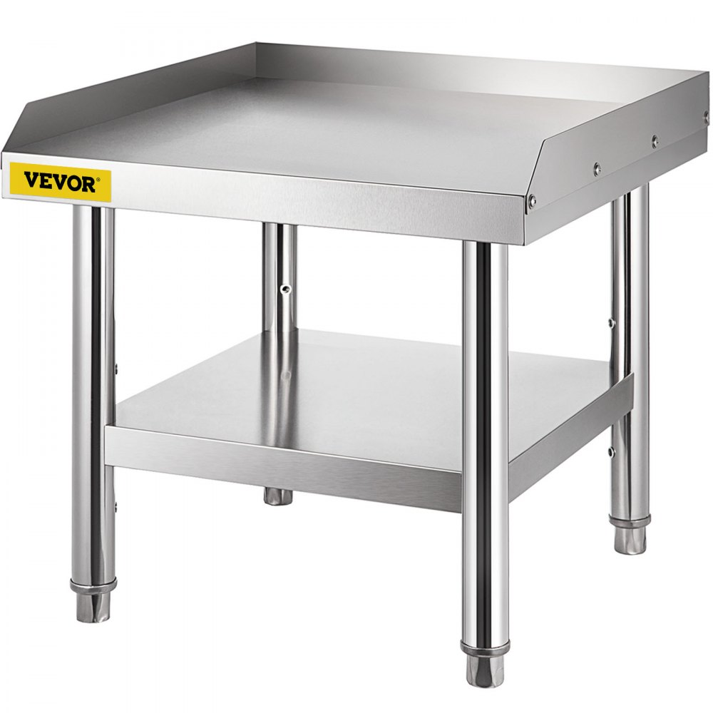 VEVOR Stainless Steel Grill Stand, 61 x 61 x 61 cm Stainless Steel Table, Grill Stand Table with Adjustable Shelf, 450 kg Load Capacity Grill Stand Table for Hotel, Home