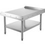stainless steel VEVOR grill stand with lower shelf and sturdy legs.