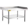 VEVOR stainless steel grill stand with bottom shelf and adjustable legs.