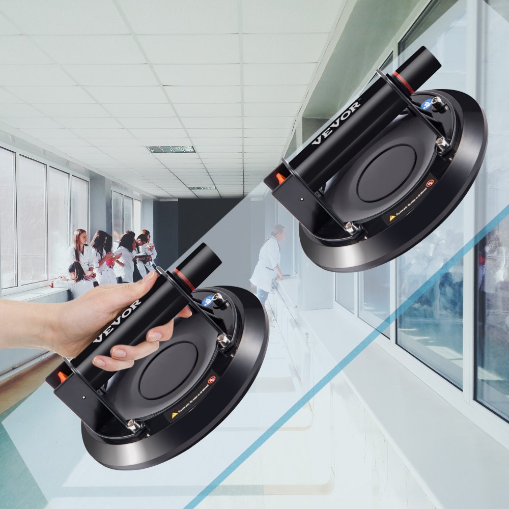 VEVOR Vacuümzuignap Hand-held Zuignap 20,3cm Glazen Lifter 100kg Laadcapaciteit
