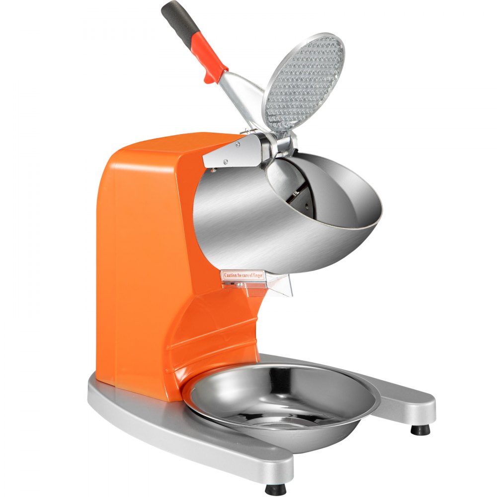 VEVOR Electric Ice Shaver Crusher Snow Cone Maker Machine with Dual Stainless Steel Blades 210LB/H Shaved Ice Machine 300W 1450 RPM with Ice Plate & Additional Blade for Home and Commercial Use Orange