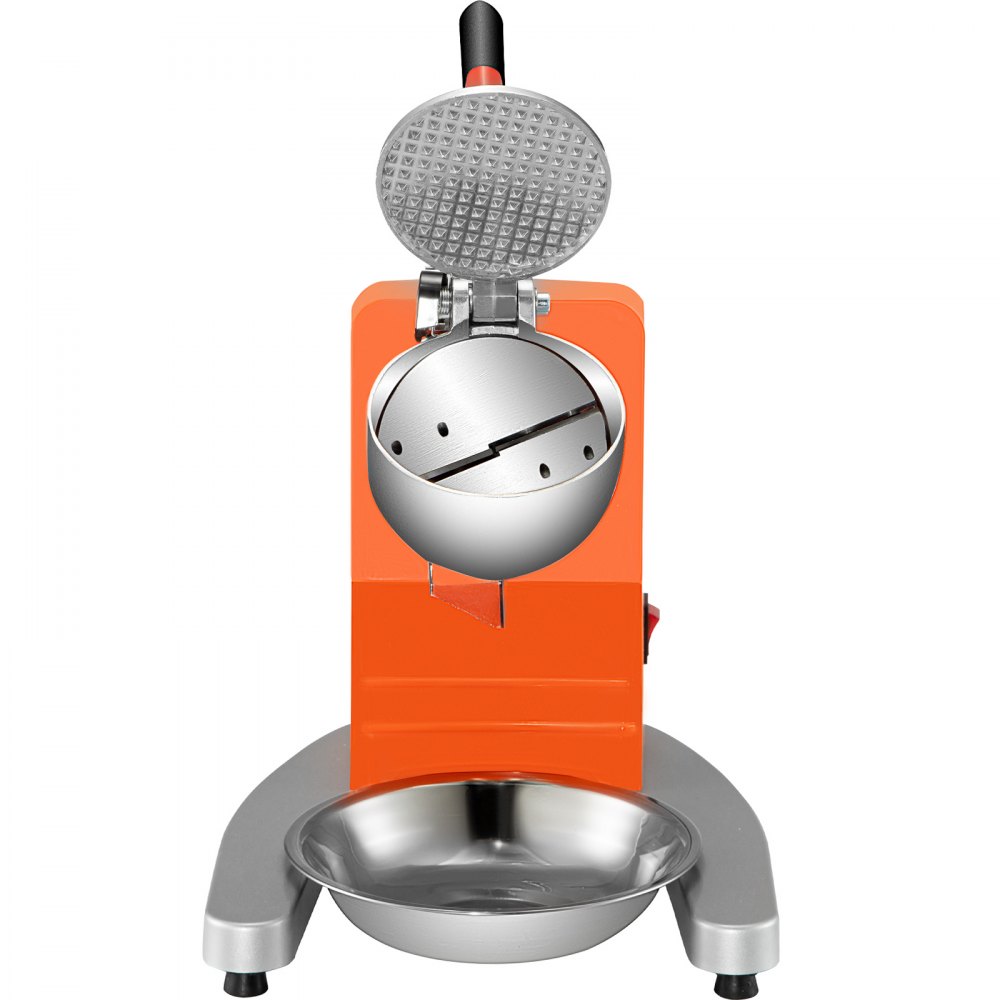 VEVOR Electric Ice Shaver Crusher Snow Cone Maker Machine with Dual Stainless Steel Blades 210LB/H Shaved Ice Machine 300W 1450 RPM with Ice Plate & Additional Blade for Home and Commercial Use Orange