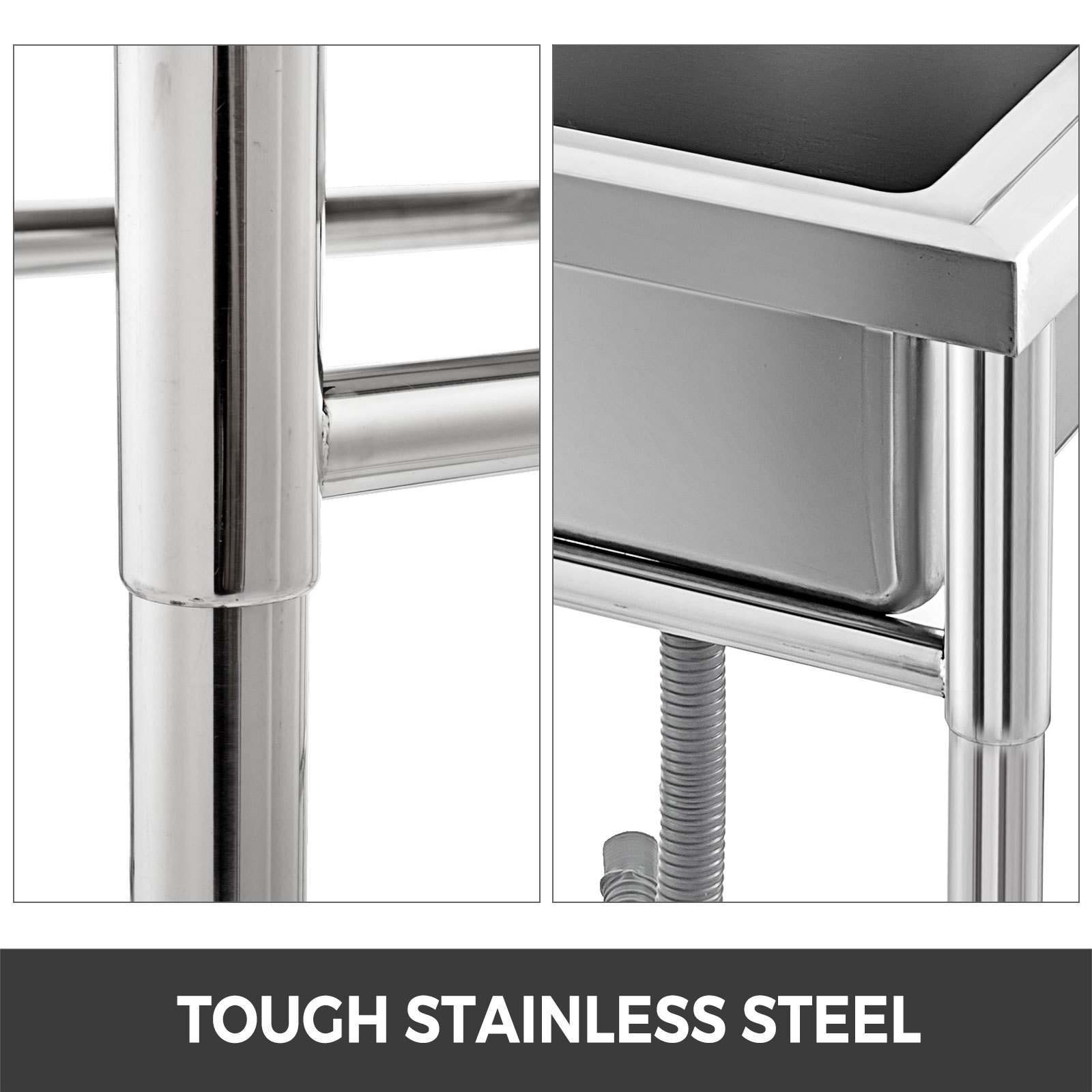 VEVOR Stainless Steel Kitchen Sink Handmade Sink 1 Compartment with Left Hand Platform Utility Sink Catering Sink Unit for Bar Kitchen Restaurant