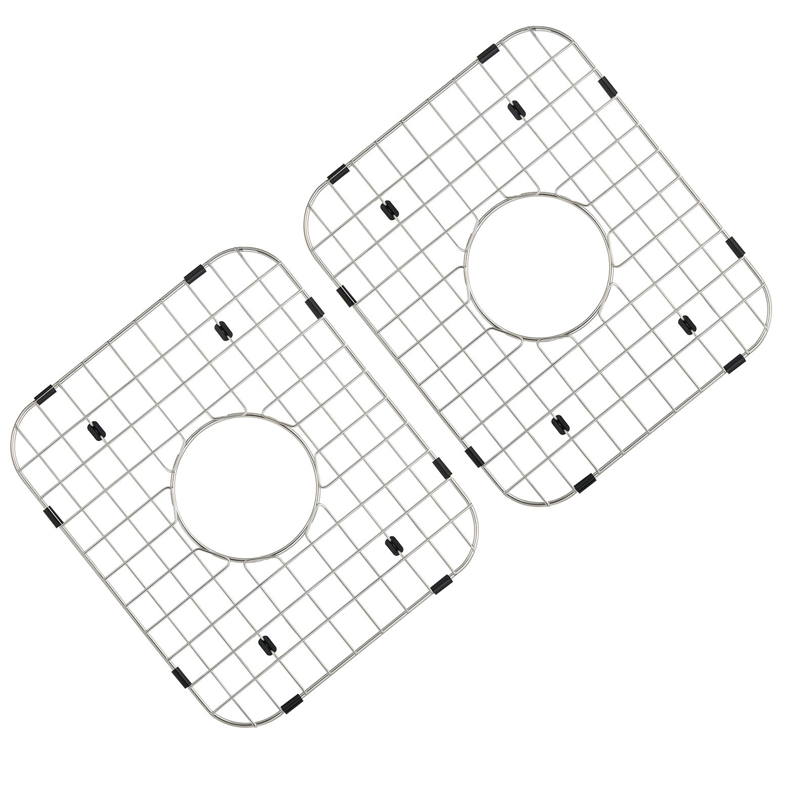 VEVOR 2 stuks gootsteenbeschermers, 348 x 295 x 25,4 mm gootsteenroosters met gecentreerde gaten, roestvrijstalen afvoergootsteenrooster, grote gootsteenvloerroosters, spoelbakaccessoires