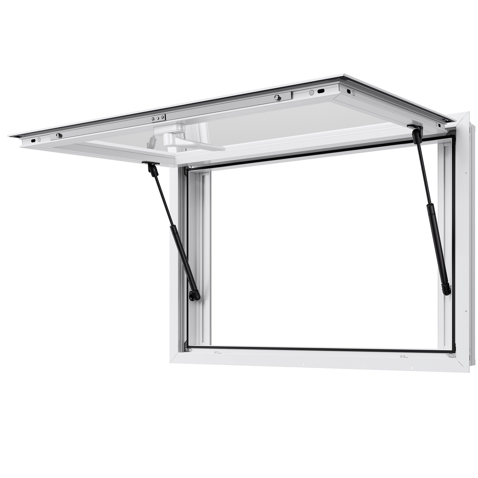 VEVOR Concession Window 92x61 cm, Aluminum Alloy Service Window for Food Truck, Up to 85 Degrees Stand Serving Window with 2 Sliding Windows, Awning Door, and Drag Hook, for Concession Trailers