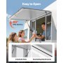 VEVOR Concession Window 152x92 cm, Aluminum Alloy Service Window for Food Truck, Up to 85 Degrees Stand Serving Window with 4 Sliding Windows, Awning Door, and Drag Hook, for Concession Trailers