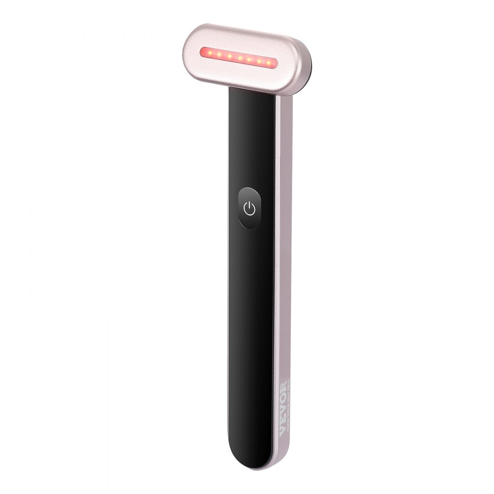 VEVOR red light therapy wand in black and silver with red led lights and power button.