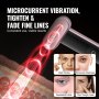 VEVOR red light therapy wand reducing fine lines with microcurrent vibration, showing visible results.