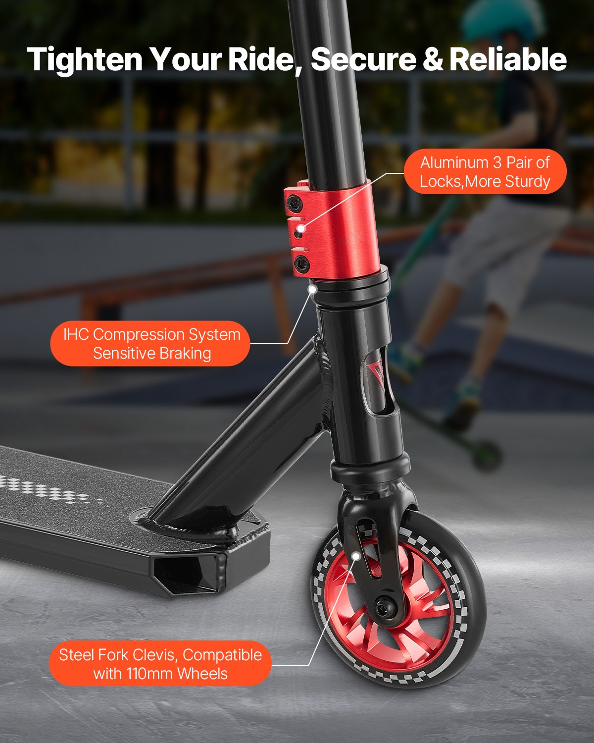 VEVOR Stunt Scooter, Pro Complete Trick Scooters for Kids Ages 11-13 Years, Teens, Adults, Boys, and Girls, Freestyle Street Rider for Intermediate and Beginner, Double Layer Lightweight Aluminum Deck