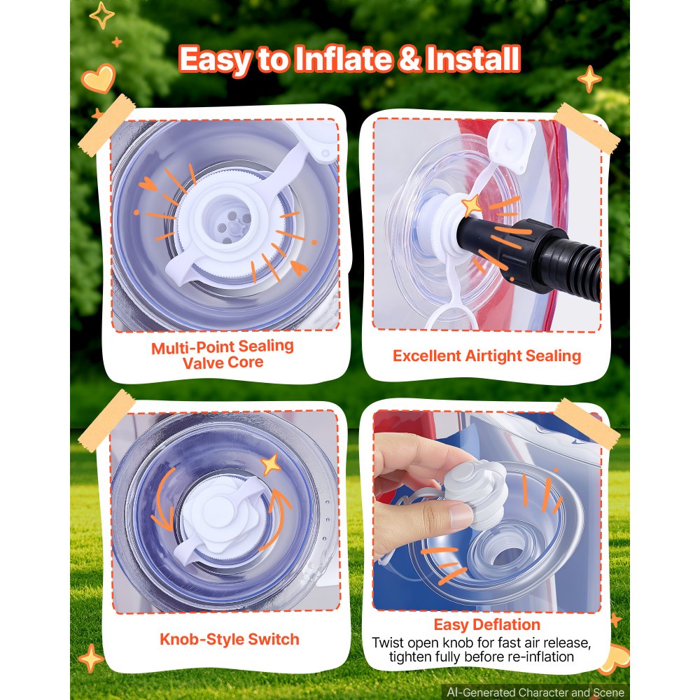 VEVOR 2 x Opblaasbare Bumper Sumo Ballen 1,2 m voor jongeren, Bumperbal voor tuin, camping, picknick en gazon, 0,5 mm PVC, hittegelaste handvatten en stevige schouderbanden, met sterrenpatroon