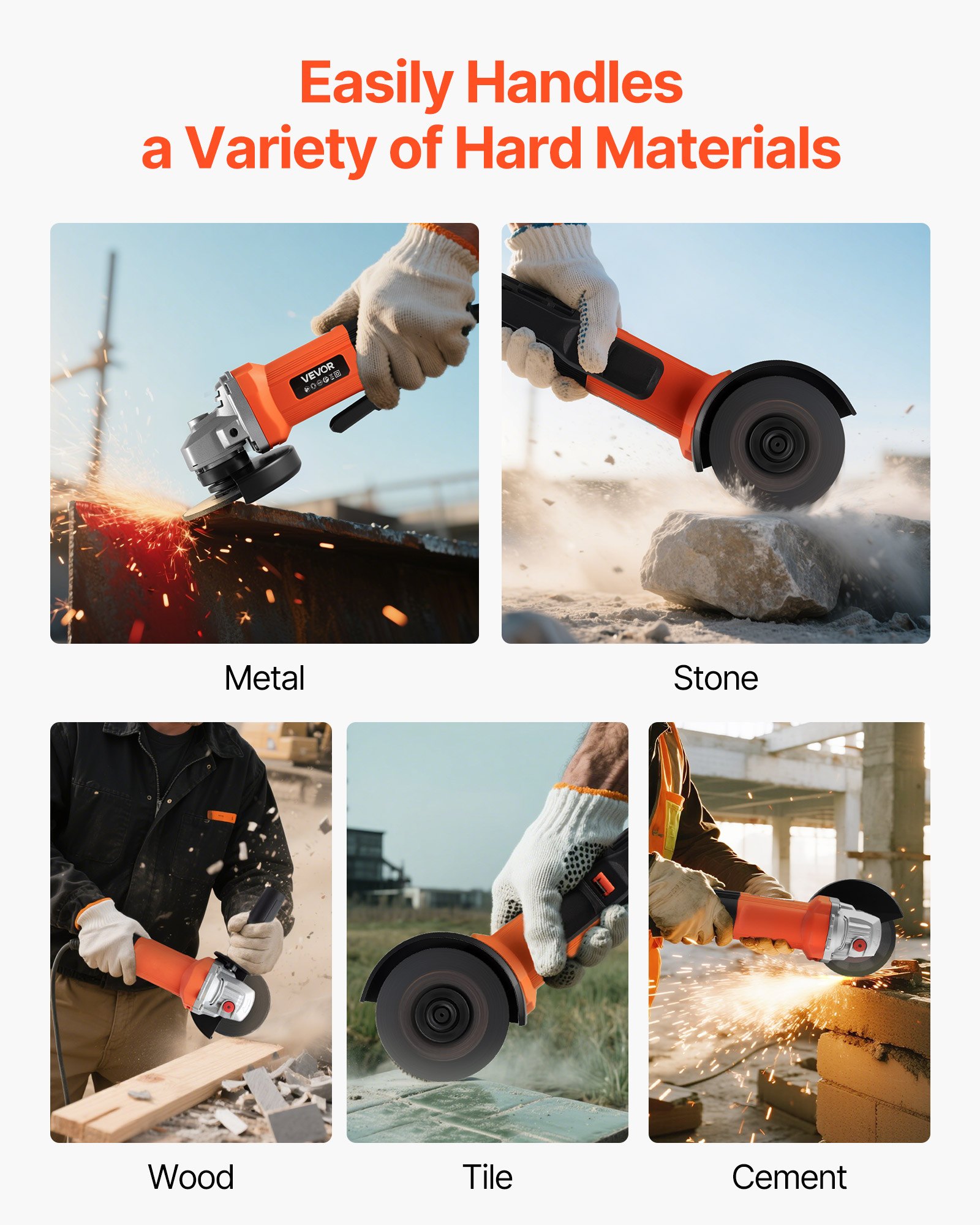 VEVOR Angle Grinder, 114.3mm Electric Grinder Power Tool, 4.5Amps 12000RPM High-Speed Corded Angle Grinders with Adjustable Dust Guard for Metal Grinding, Cutting, Rust Removal (Disc Not Included)