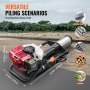 VEVOR 52cc benzine T-paalrammer, 2-taktmotor hekrammer, draagbare 1400W paalrammer met 3 paalkoppen (49/69/100 mm), voor boerderijen, ranchhekken en wegverbeteringen