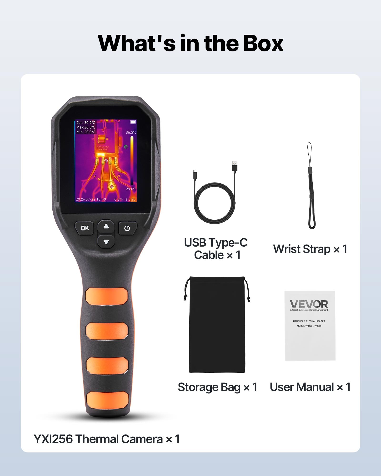 VEVOR Thermal Camera, 320 x 240 TISR Super Resolution, Thermal Imaging Camera with 2MP Visual Camera, 256 x 192 IR Resolution, 25 HZ Refresh Rate, -4°F to 1022°F, 4 Image Modes & 6 Color Palettes