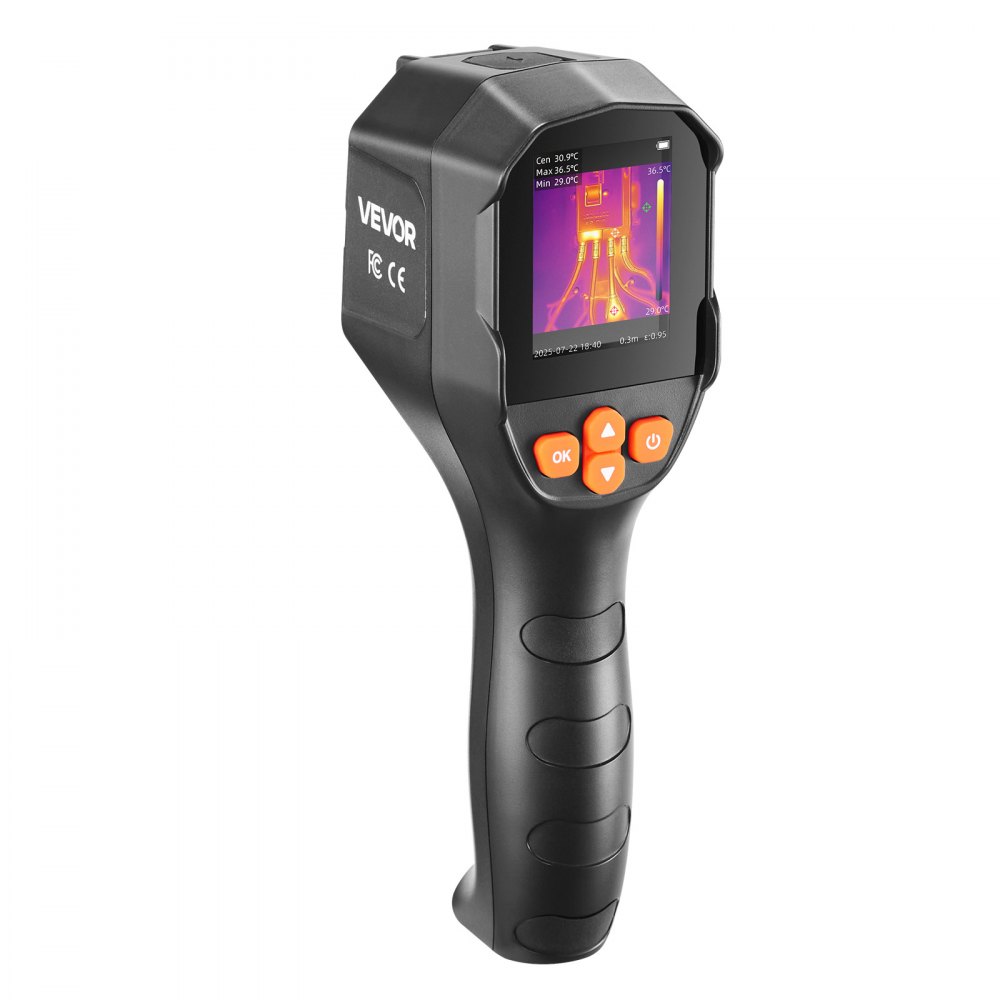 VEVOR warmtebeeldcamera, TISR superresolutie 240x180, draagbare warmtebeeldcamera met 2 MP beeldcamera, 96x96 IR-resolutie, 25 Hz verversingsfrequentie, -20 tot 550 °C, 4 beeldmodi en 6 kleurenpaletten.
