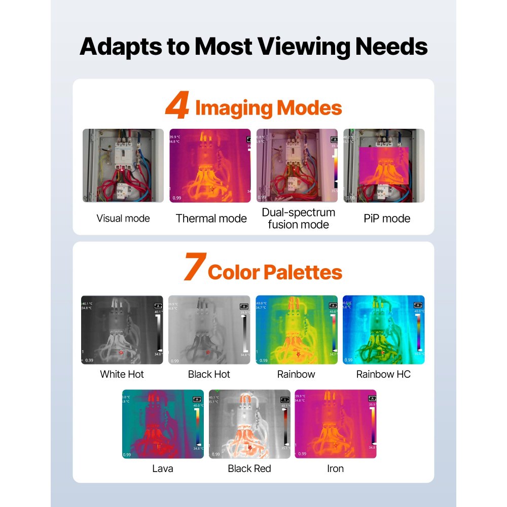 VEVOR Thermal Camera, 256 x 192 IR Resolution, Handheld Thermal Imaging Camera with 2MP Visual Camera, 25HZ Refresh Rate Infrared Imager with 3.5-Inch Touch Screen, -4°F to 1022°F, WIFI Supported