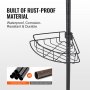 VEVOR Shower Corner Caddy Tension Pole, 56" to 114" High, Multi-Functional Shower Tension Pole with Strong Load-Bearing Tray, Rust-Proof Easy-to-Install Tension Pole, Fit for Bathroom & Washroom