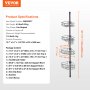 VEVOR Shower Corner Caddy Tension Pole, 56" to 114" High, Multi-Functional Shower Tension Pole with Strong Load-Bearing Tray, Rust-Proof Easy-to-Install Tension Pole, Fit for Bathroom & Washroom