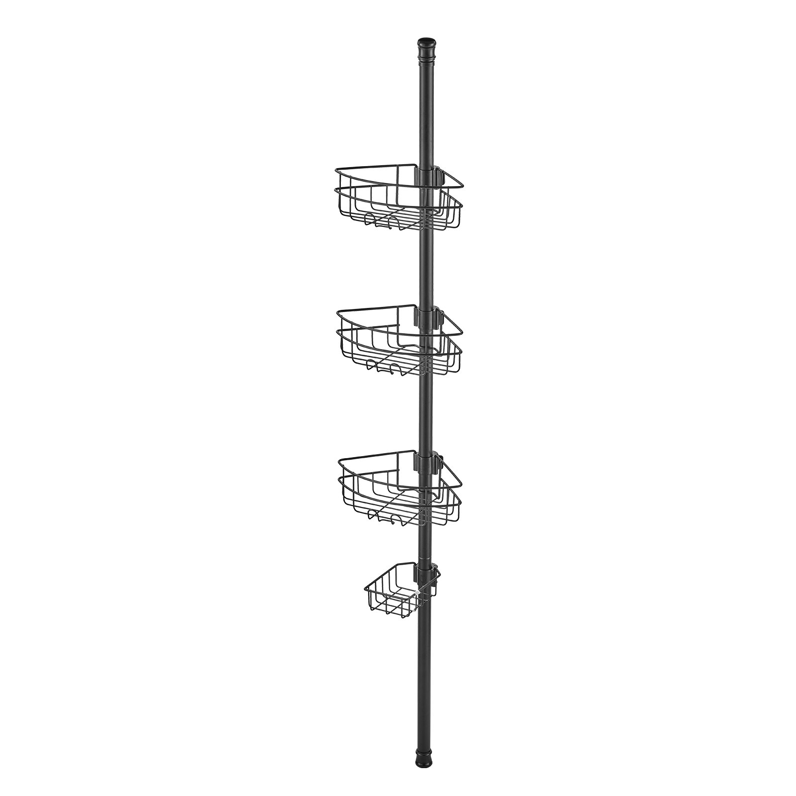 VEVOR Spanstang voor hoekdoucheplank 991-3175 mm hoog, multifunctionele spanstang voor de douche met sterke en dragende plank Spanstang voor badkamerwasruimtes Zwart 3 lagen