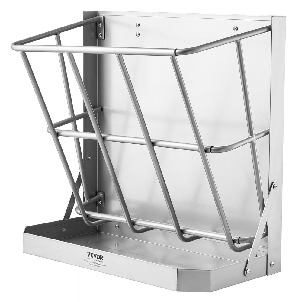 VEVOR hooiruif voor vee, 610 x 297 x 584 mm, 2-in-1 voerbak voor hooi en graan, aan de muur te bevestigen hooiruif met voerbak, voerbak voor geiten, stevig stalen voerruif voor schapen en paarden, voerdispenser
