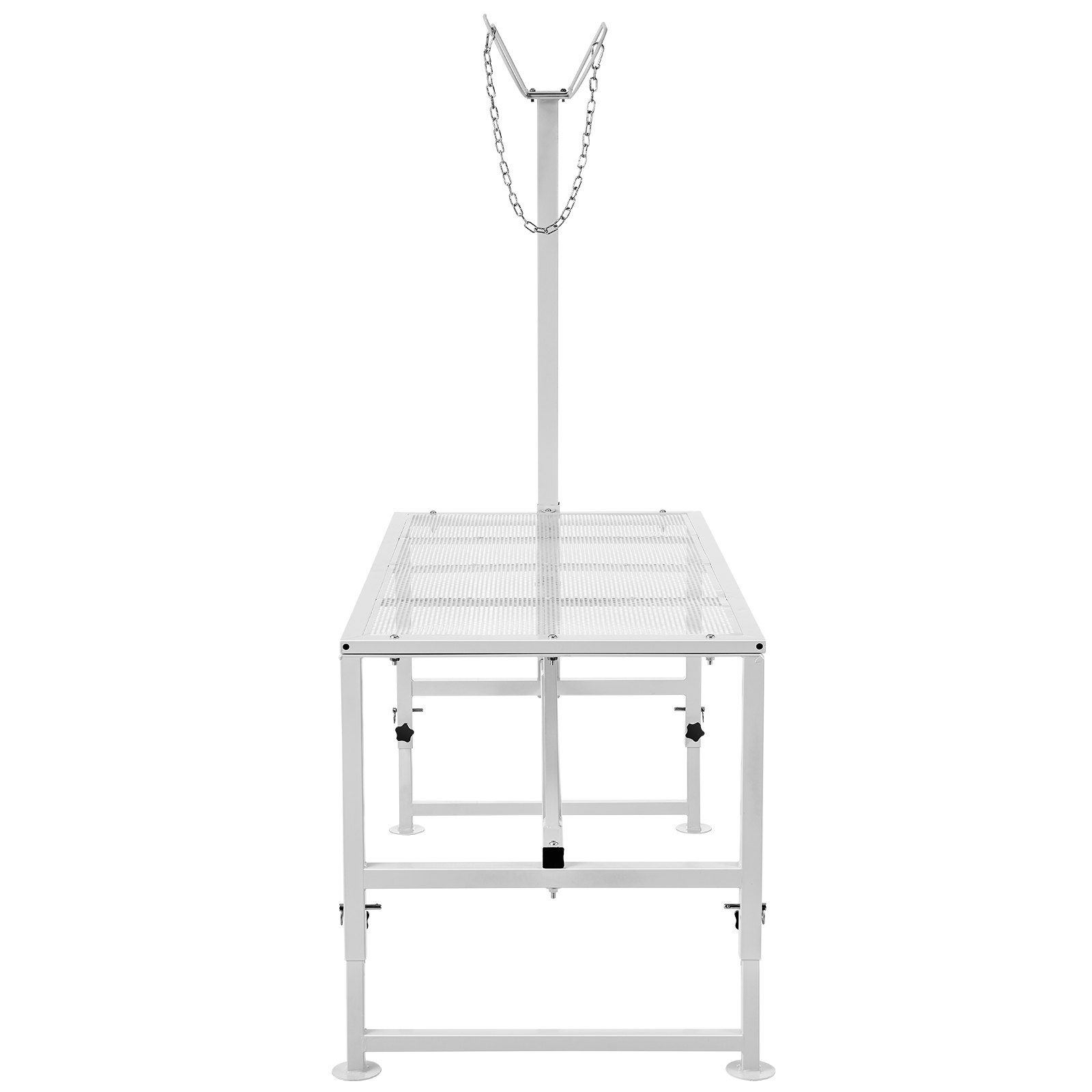 VEVOR Goat & Sheep Stand, 47x23 inch Livestock Stand, Metal Livestock Milking and Shearing Stand 21" to 33" Adjustable Height, with Headpiece and Nose Loop, 500lbs Loading Weight, White