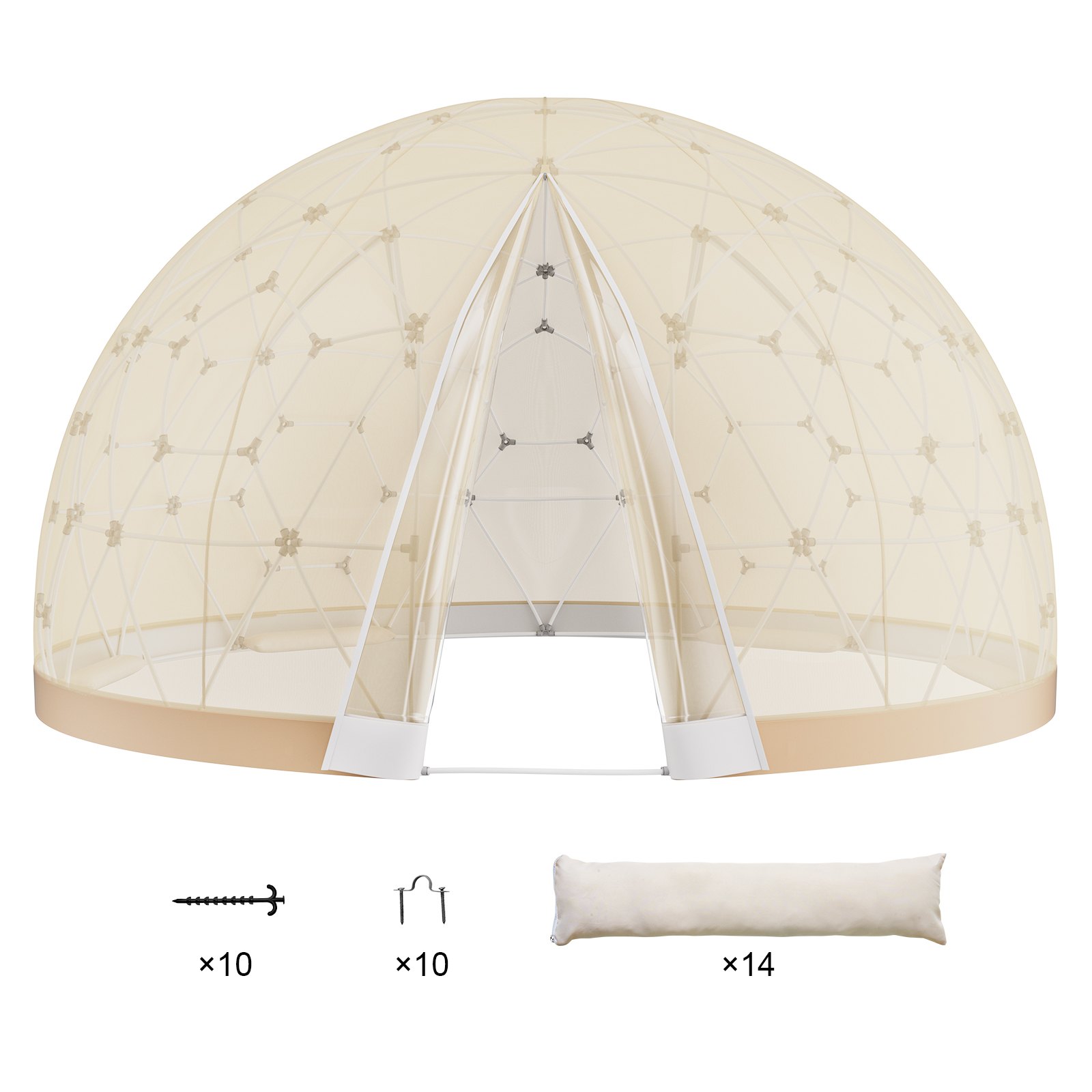 VEVOR Dome Bubble Tent, 12FT Double Cover ( Transparent & Light Yellow Cover), Outdoor Geodesic House Shelter, Upgraded Igloo Tent Waterproof for Camping, Patio, Dining Backyard, Party