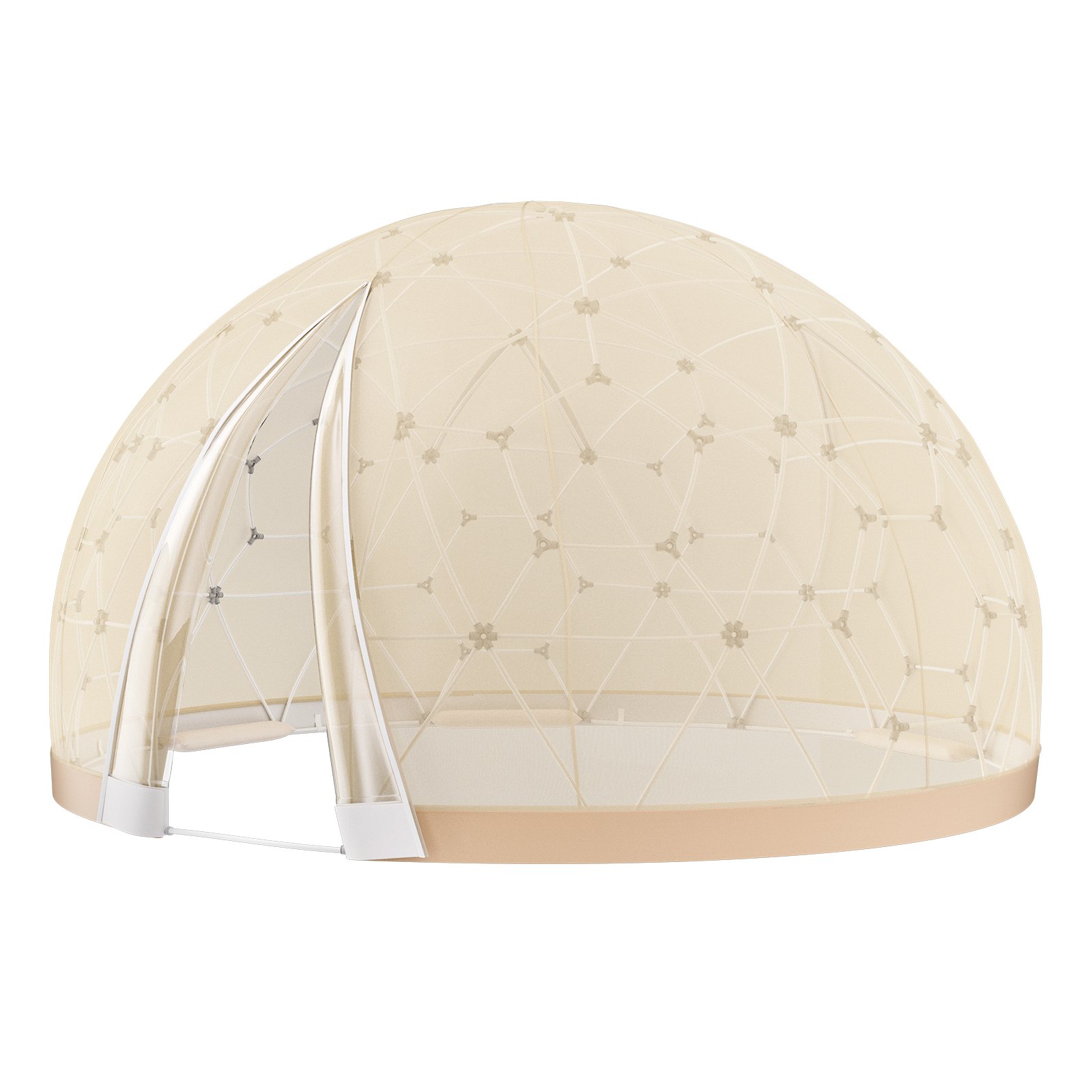 VEVOR koepeltent, 2,9 m dubbele afdekking (transparante en lichtgele afdekking), geodetische beschutting, buitentent voor kamperen, terras, eethoek, achtertuin en feest