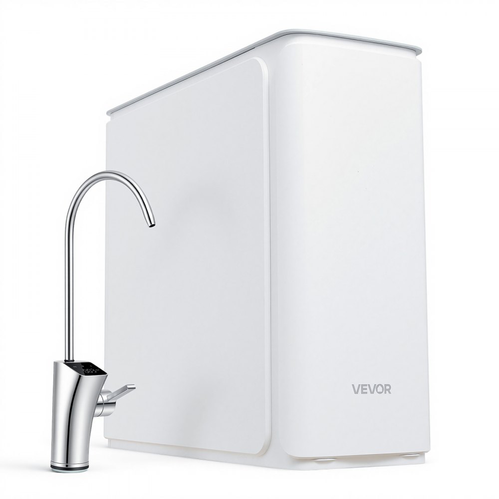 VEVOR omgekeerde osmose-systeem voor onder de gootsteen, 800 GPD (gallons per dag), 8-traps waterfiltertank, voor huishoudelijk gebruik, 2:1 verhouding gezuiverd water/afvalwater, pH 7,5–8,5, slimme roestvrijstalen kraan met TDS-weergave, filtervervanging in 3 seconden, CE-gecertificeerd