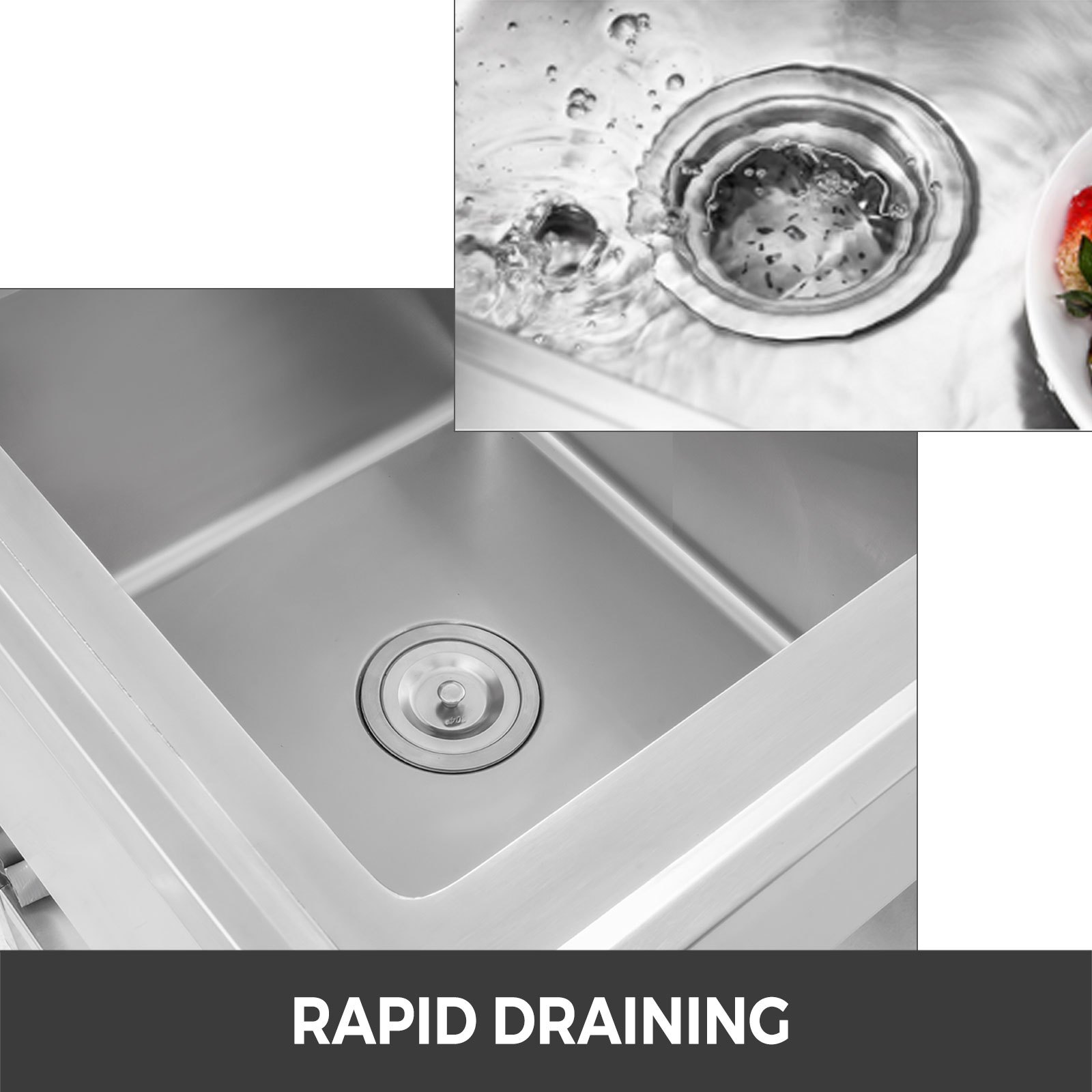 VEVOR Ktchen Sink with Left Hand Platform 39.5 inch Stainless Steel Utility Sink Professional Sink Single Bowl Sink Catering Sink Unit for Bar Kitchen Restaurant