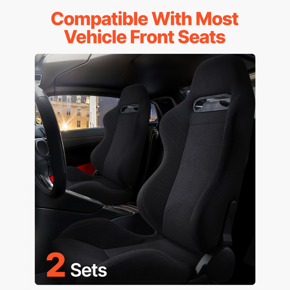 VEVOR Racing Seat Verstelbare Racing Cockpit met brede kantelhoek en zeer veerkrachtig schuim 2 stuks Racing Chair met zachte polyesterstof en Q235B-schuif, geschikt voor raceauto's en go-karts