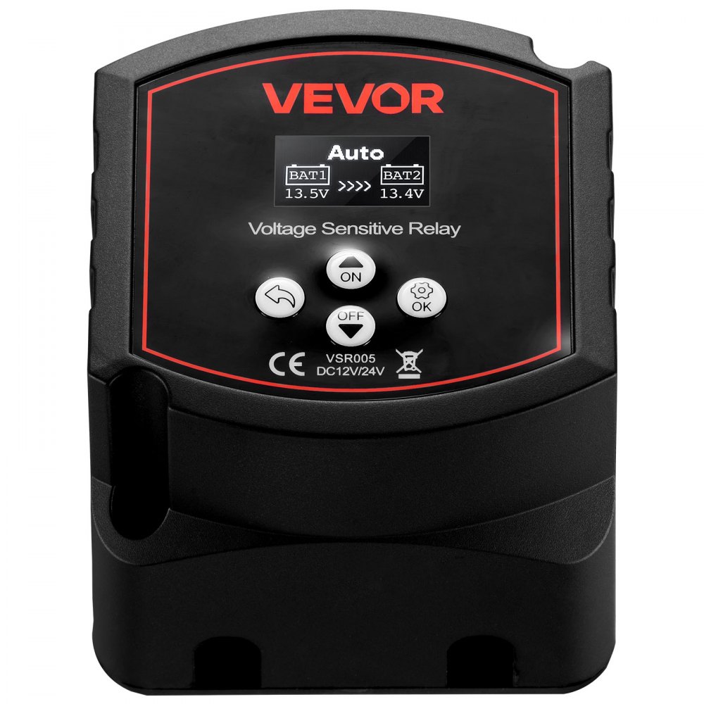 VEVOR Accu-isolatierelais, 12V, 300A, Dubbele Accu-isolatie met LCD-scherm, Intelligente Accu-scheidingsschakelaar voor Lithium- en Loodzuuraccu's, voor Auto, Vrachtwagen, Camper, UTV, ATV, Boot