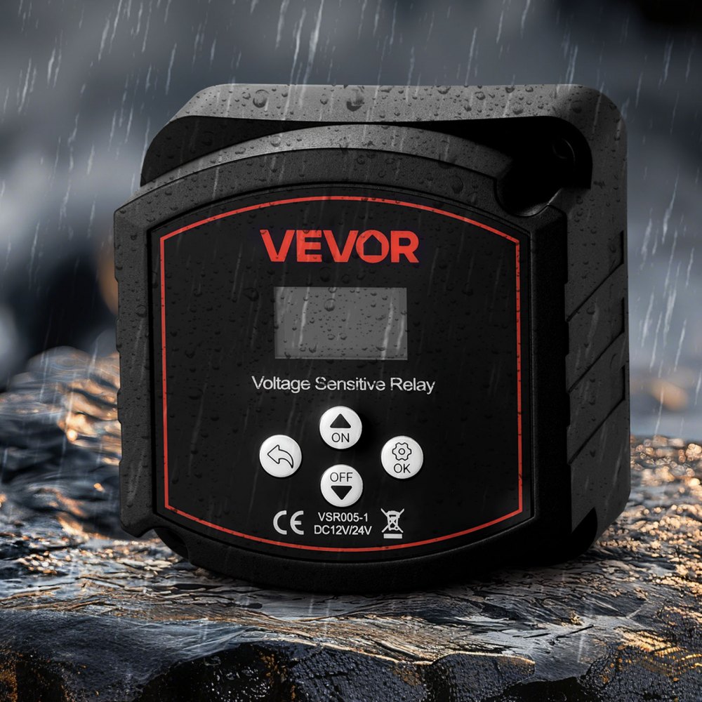 VEVOR Dubbele Accu-isolatierelais Kit, 12V, 300A, VSR spanningsgevoelig relais met voltmeter, LCD-scherm, accuschakelaar, compatibel met loodzuuraccu's, voor UTV, ATV
