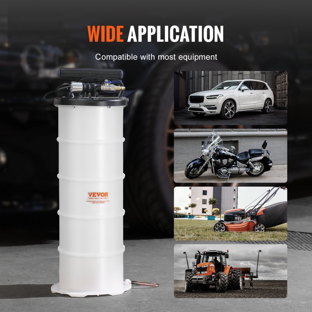 VEVOR Oliezuigpomp 6,5L Handmatige pneumatische oliezuiginrichting 0,4-0,8 MPa Olieverversingspomp Autozuigpomp Handpomp Vloeistofzuigpomp Geschikt voor het aanzuigen van motorolie, versnellingsbakolie, remvloeistof