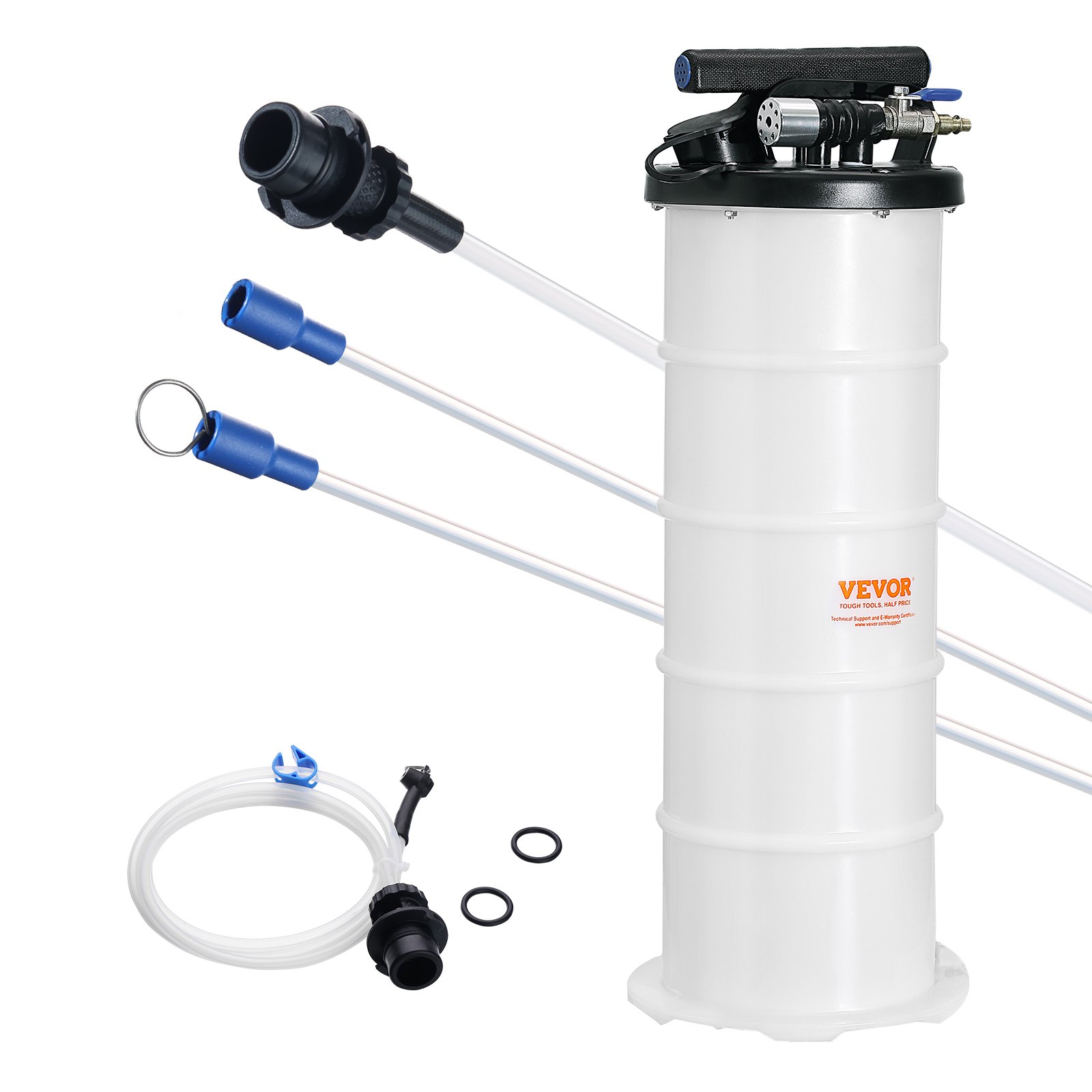VEVOR Oliezuigpomp 6,5L Handmatige pneumatische oliezuiginrichting 0,4-0,8 MPa Olieverversingspomp Autozuigpomp Handpomp Vloeistofzuigpomp Geschikt voor het aanzuigen van motorolie, versnellingsbakolie, remvloeistof