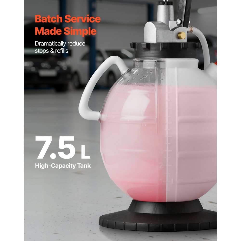 VEVOR versnellingsbakoliepomp, 7,5 liter inhoud, handmatige ATF-olievuller met 8 ATF-adapters en 120 cm uitlaat, olieafzuigpomp met HDPE-tank voor auto's en grasmaaiers
