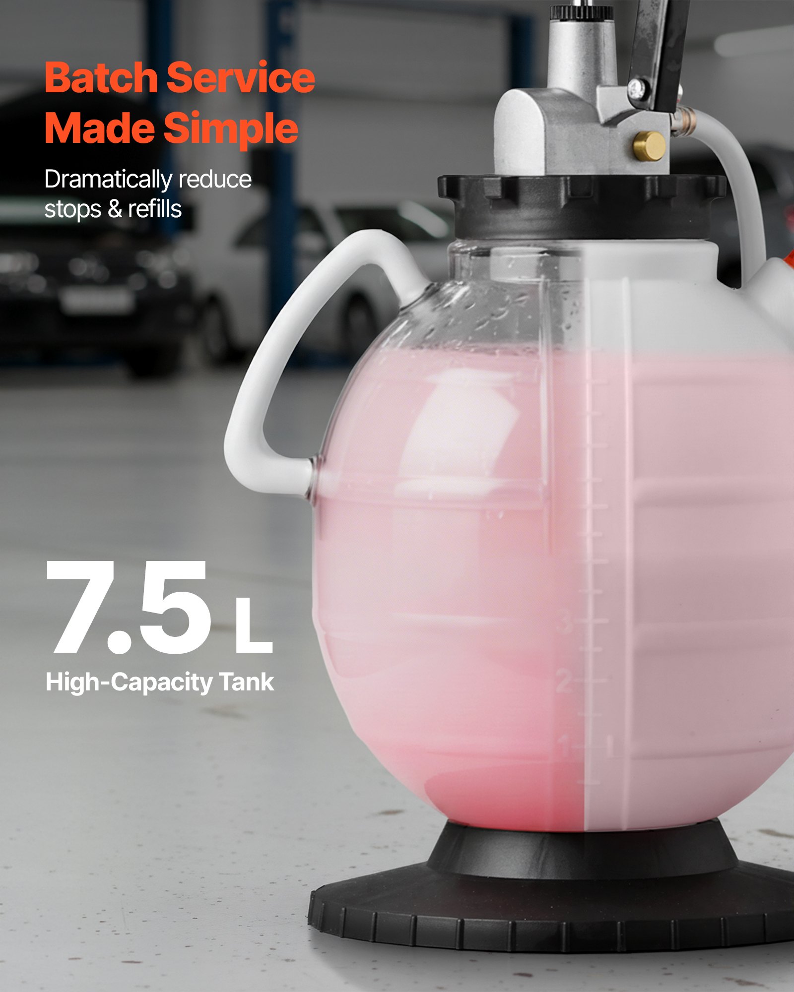 VEVOR versnellingsbakoliepomp, 7,5 liter inhoud, handmatige ATF-olievuller met 8 ATF-adapters en 120 cm uitlaat, olieafzuigpomp met HDPE-tank voor auto's en grasmaaiers